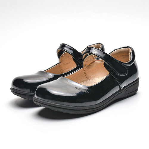 Children's Leather Shoes Black Korean Version Formal Performance Shoes for Older Children Student Etiquette Shoes with Glossy Surface Soft Sole Children's Shoes