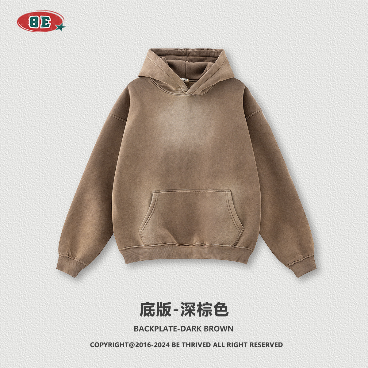 BE ropa de hombre | 2025 otoño más terciopelo engrosamiento marca de moda americana original lavado y viejo suéter con capucha para hombres y mujeres del mismo estilo image 9