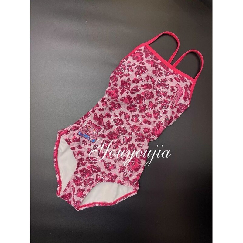 【Pink Panther】New Shiny Gold-Embossed Slimming Professional Racing One-Piece Swimsuit for Women in Leopard Print Rose Red for Summer 【Pink Panther】New Shiny Gold-Embossed Slimming Professional Racing One-Piece Swimsuit for Women in Leopard Print Rose Red for Summer