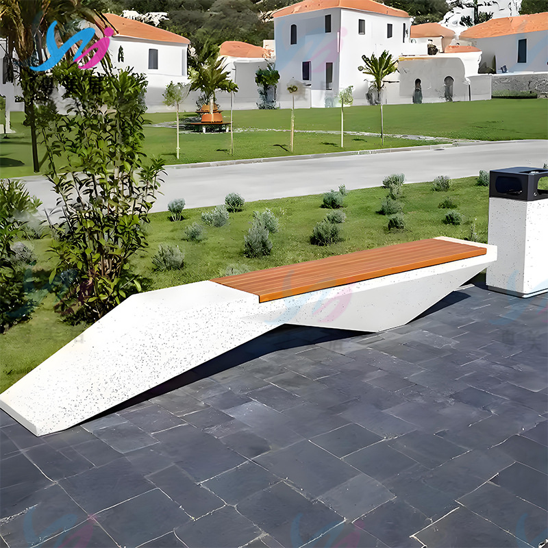 Fiberglass Indoor and Outdoor Leisure Long Bench Park Subway Mall Spliced ​​Plastic Wood Backrest Waiting Chair Special-Shaped Stool