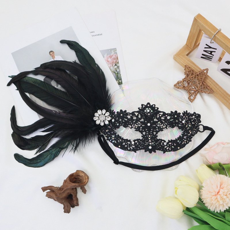 Máscaras de Halloween para adultos máscaras de color gris sexy plumas diamantes encaje mitad cara máscaras accesorios de fiesta