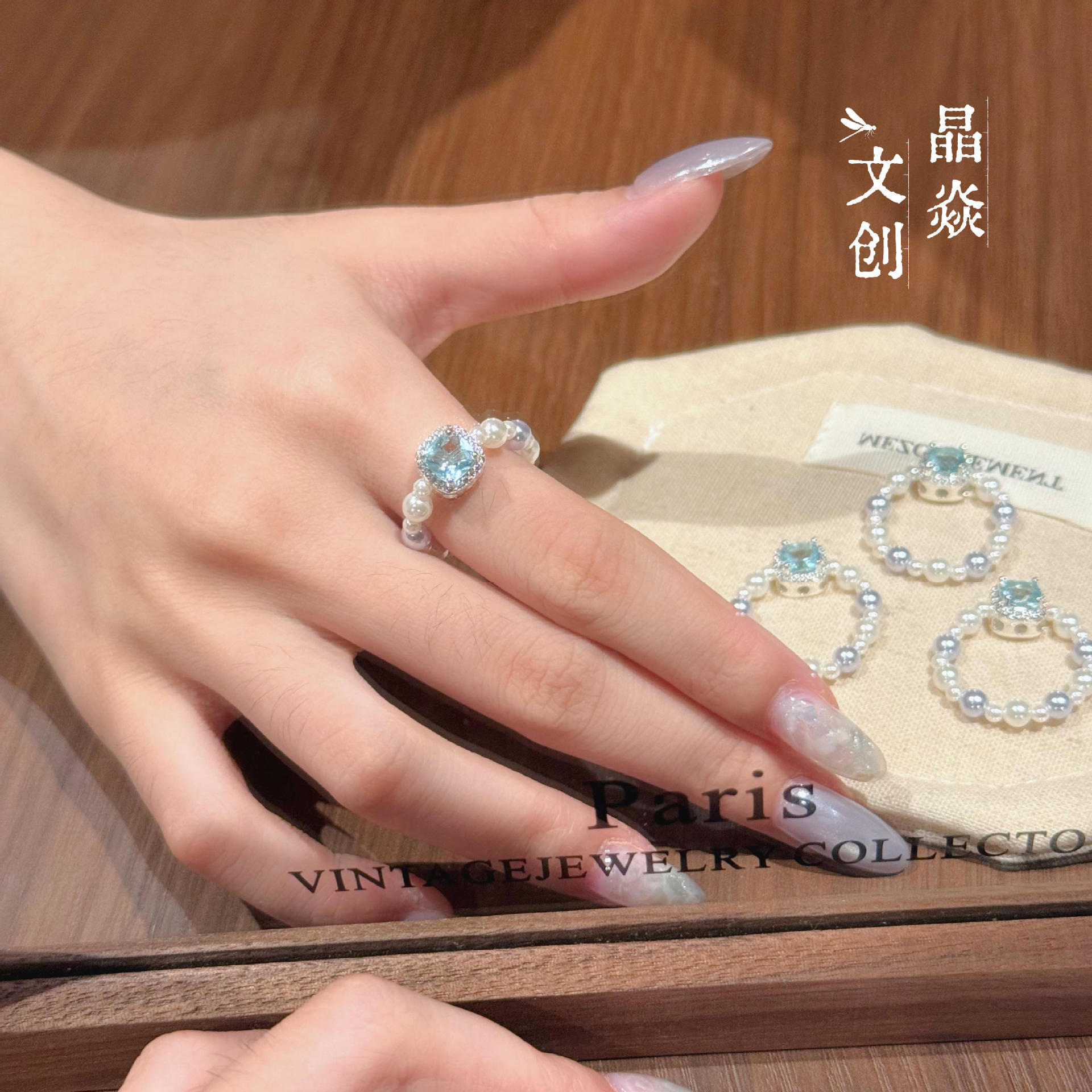 Original design natural crystal Swarovski pearl accessories, elegant and stylish, wholesale direct sales, live streaming hot-selling women's rings