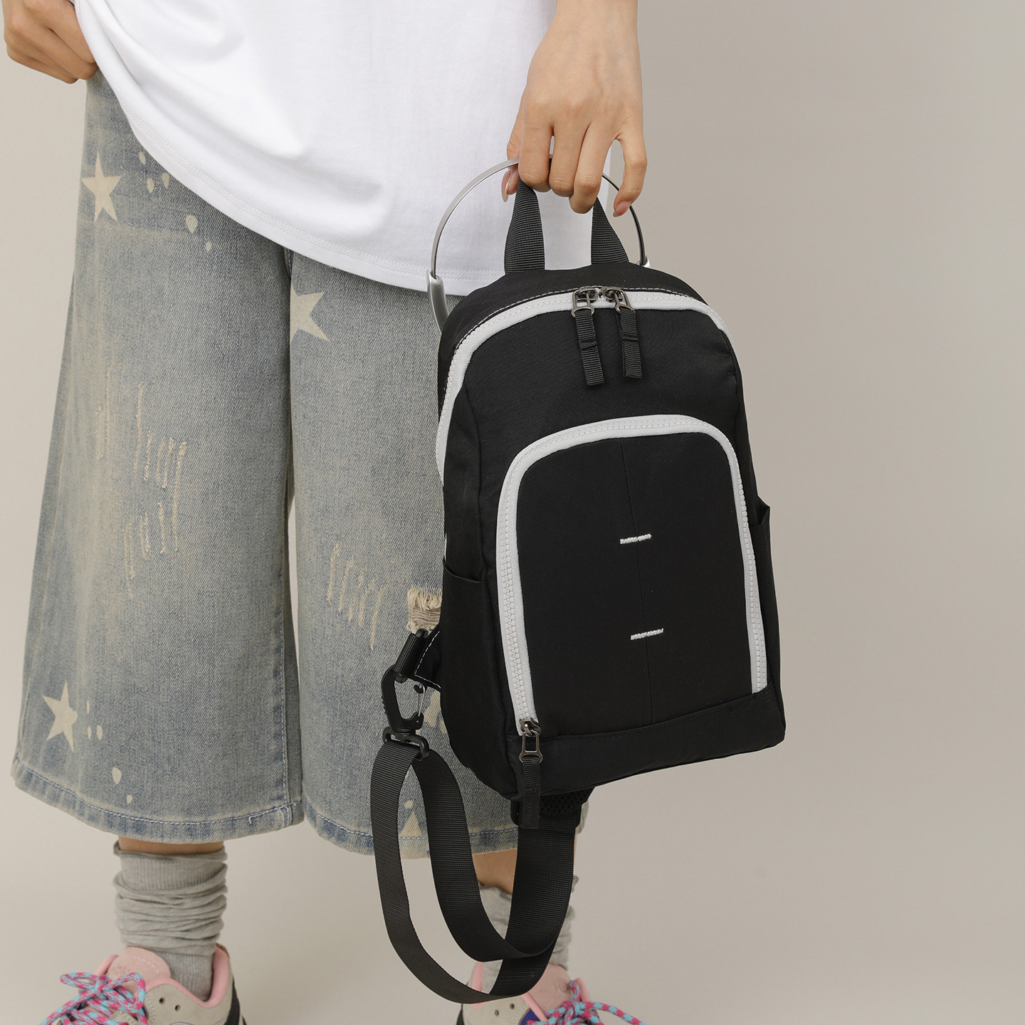 Japanese-Style Multifunctional Couple's Waist Bag, Solid Color Workwear Style Sports Travel Bag, Outdoor Running Portable Waterproof Chest Bag