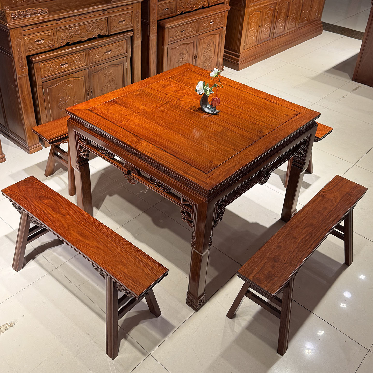 National Standard Mahogany Hedgehog Rosewood Eight Immortals Table Rosewood Square Table Copper Coin Square Dining Table Classical Table