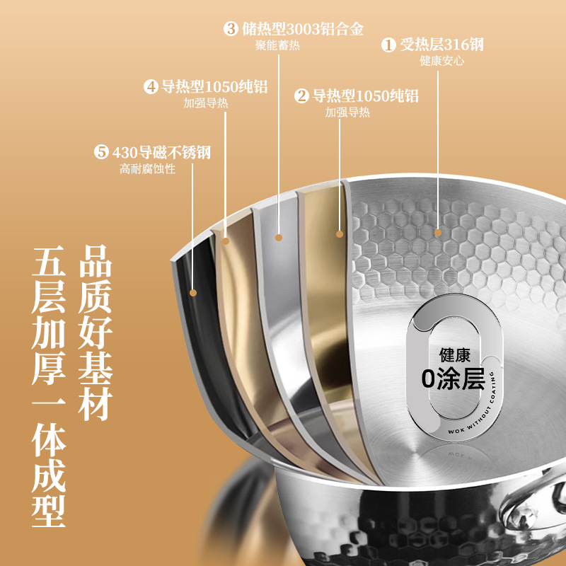 316 olla de acero inoxidable profundiza sin recubrimiento antiadherente cocina de gas doméstica horno electromagnético fondo plano horno de frita de verduras cocina de vapor