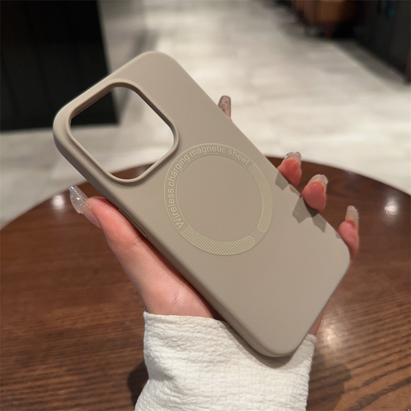 Suitable for Iphone16Promax Mobile Phone Case Liquid Silicone Apple 15 Magnetic Skin-Feel 14 Anti-Fall Protective Cover 13