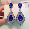 Earrings, fashionable accessory, retro crystal, European style, with gem