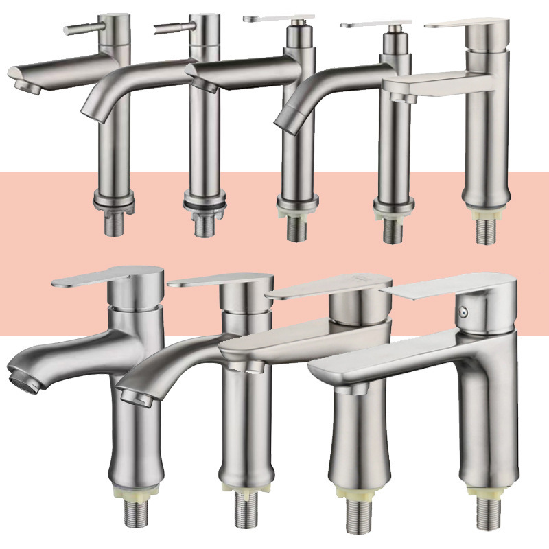 304 Stainless Steel Basin Faucet Single Cooling Bathroom Washbasin Washing Balcony Basin Straight Nozzle Bend Nozzle Small Man Waist 304 Stainless Steel Basin Faucet Single Cooling Bathroom Washbasin Washing Balcony Basin Straight Nozzle Bend Nozzle Small Man Waist