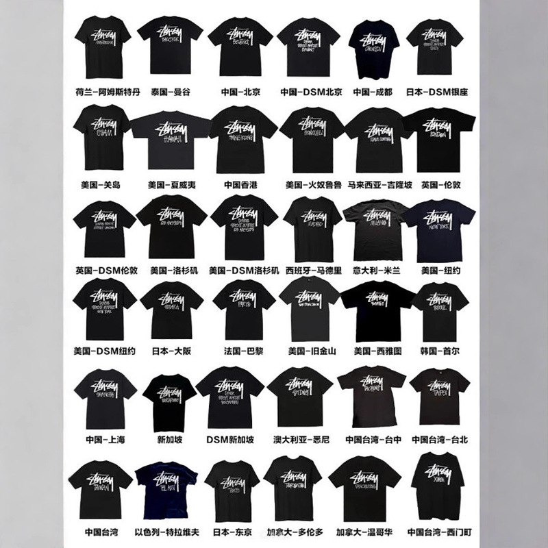 American Trendy Brand Spring and Summer City Limited Collection Short-Sleeved T-Shirts for Men and Women with Letter Printing Loose Casual Stu West