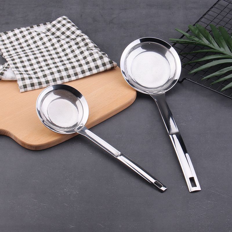COOKONE 18 / 10 acero inoxidable grueso ultra-denso cuchara de filtro de aceite cuchara de malla cuchara