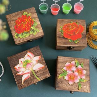 Filigree Enamel DIY Handmade Jewelry Box Wooden Storage Box Material Package Chinese Style Team Building Activities Intangible Cultural Heritage