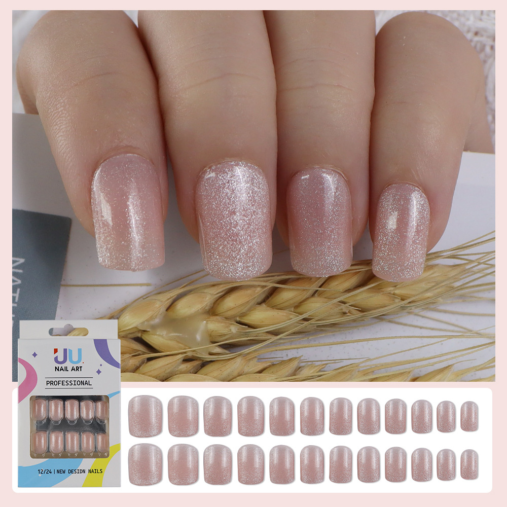 New silver sparkling wearable nails 24 p...