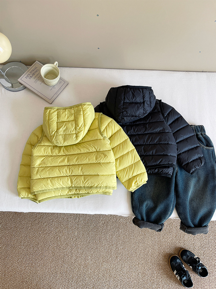 Wind Valley 2025 invierno nueva ropa infantil coreana de color sólido chaqueta de plumón caliente para niños chaqueta de aire exterior universal