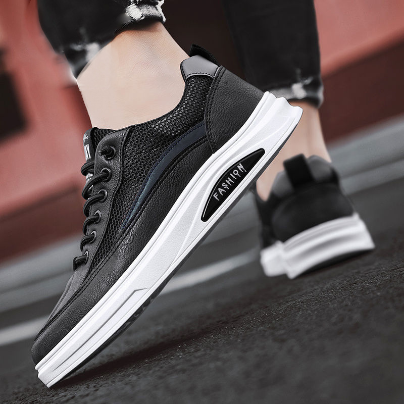 Casual Running Sneakers For Men Breathable White Mesh Trainers_voghion.com