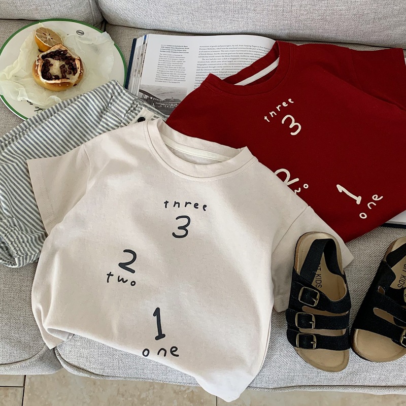 Summer cotton children's short sleeve T-shirt for boys