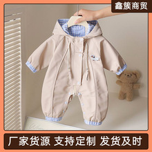 婴儿衣服秋装满月周岁宝宝韩版洋气外出服婴幼儿连体衣工装爬服