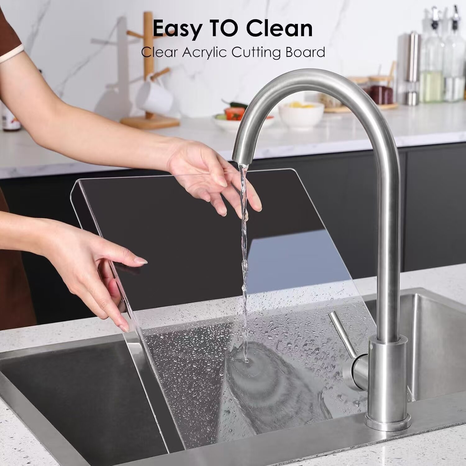 Amazon explotó acrílico negro transparente tablero de corte de cocina antideslizante para cortar frutas y verduras tablero de corte de pan