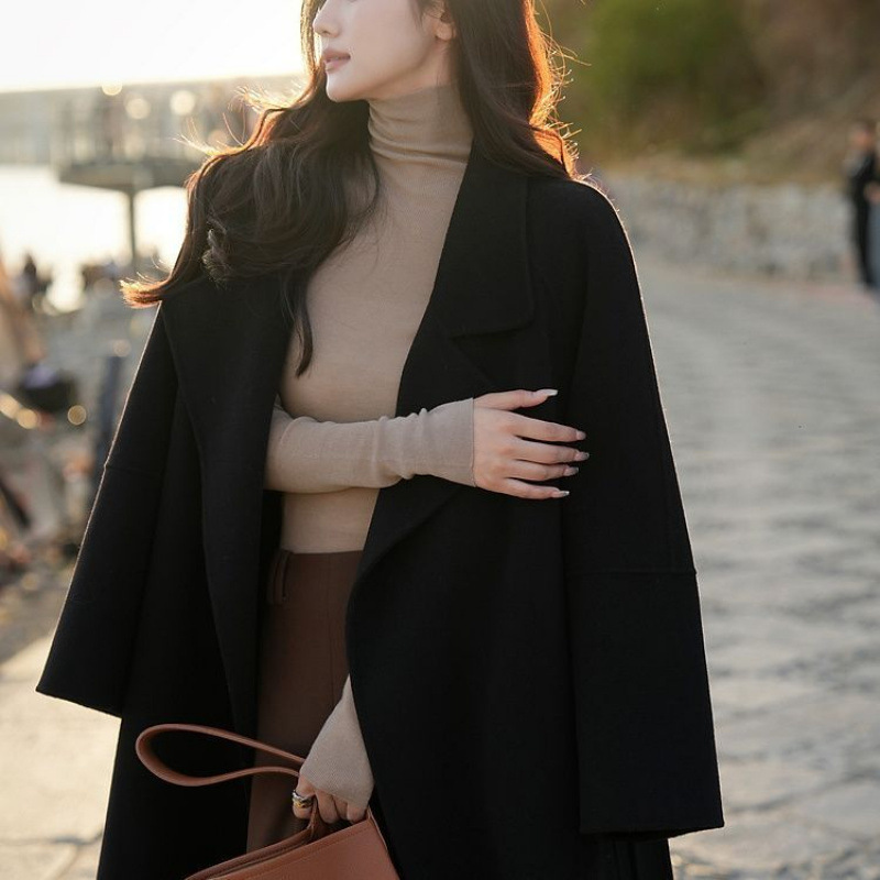 新年毛呢大衣女长款2025冬季红色结婚新娘毛呢外套