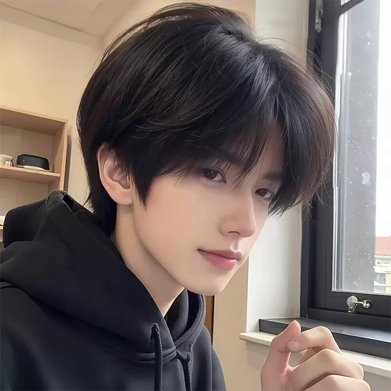 短发假发男生韩版帅气微分碎盖男士日常自然蓬松短直发仿真全头套