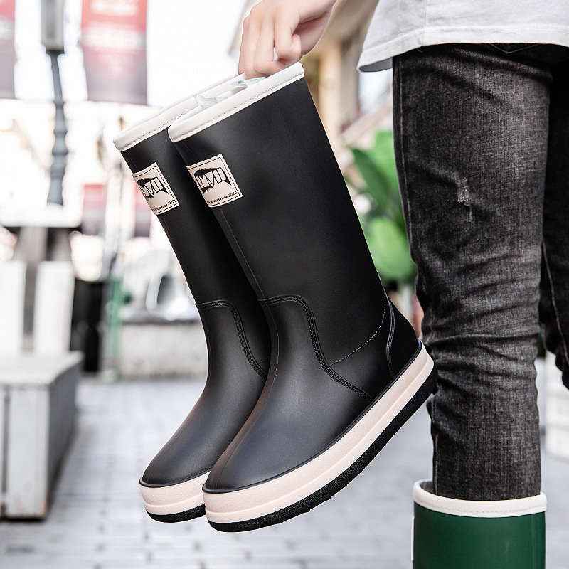 Nueva pareja de moda de alta Botas de lluvia de invierno de algodón acolchado cálido mujeres impermeables zapatos de goma de lluvia Zapatos de agua al aire libre de los hombres image 10