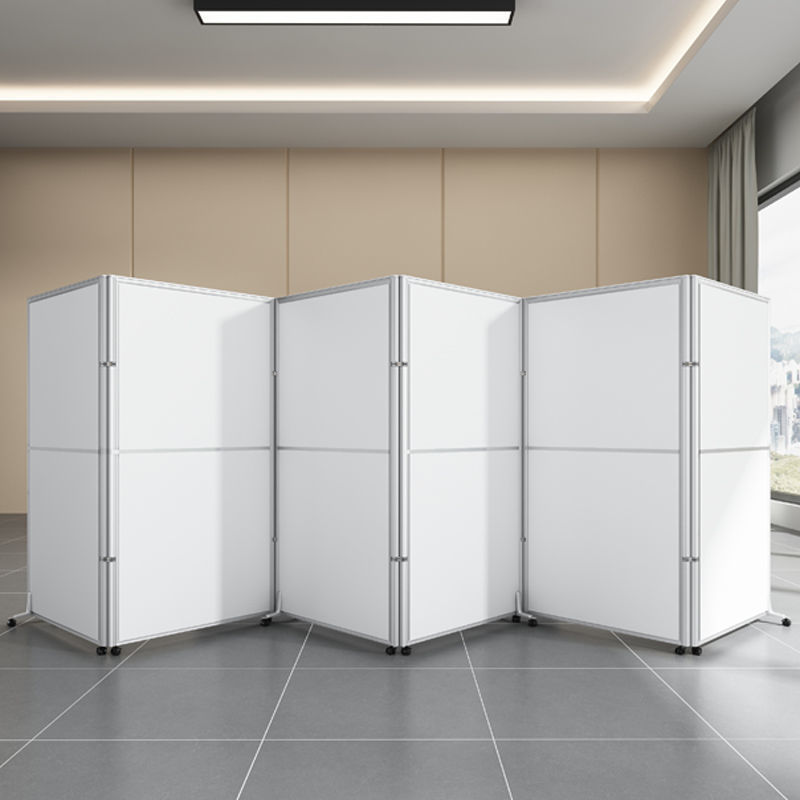 Office Screen Partition Wall Company Factory Workshop Exhibition Hall Event Baffle Glass Folding Mobile Partition with Wheels