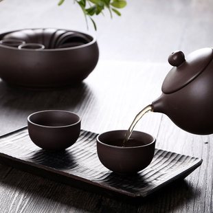 Special Offer for a Complete Set of Yixing Raw Ore Purple Clay Teapot Kung Fu Tea Set for Home Use, Including Tea Tray, Tea Cups, Gaiwan, and Ceramic Tea Set Small Set