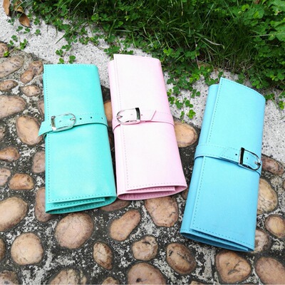 Manufactor customized Portable fold Jewelry storage Watch package PU Flannel Inside Jewellery Storage Wraps travel