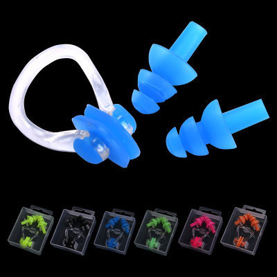 Boxed Silicone Swimming Ear Plug Nose Clip Set Swimming Ear Protection Nose Water Prevention Adults and Children Universal Boxed Silicone Swimming Ear Plug Nose Clip Set Swimming Ear Protection Nose Water Prevention Adults and Children Universal