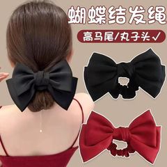 黑色蝴蝶结头饰发夹大肠发圈头绳女高级感气质扎马尾皮筋发绳发饰
