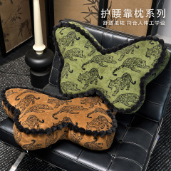 中古风抱枕套豹子沙发靠垫套轻奢复古新中式客厅靠枕套民宿腰枕套