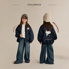 面包仔女童KT猫刺绣棒球服