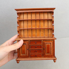 1:12人形屋dollhouseミニ家具置物縦型収納キャビネット栗色木製現代日本式キャビネット