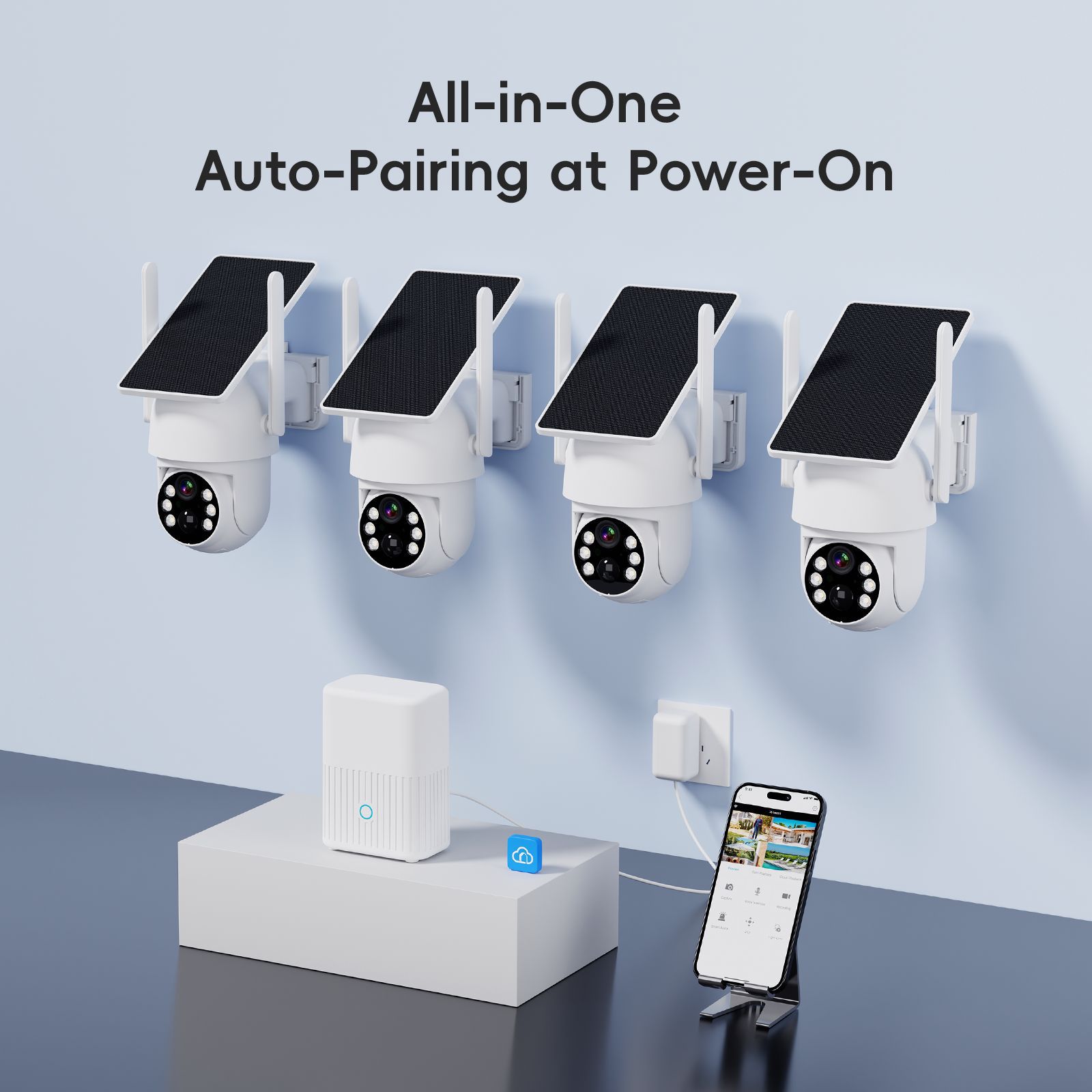 Estación base de monitoreo inalámbrico de fábrica, conjunto de cámara inteligente integrada a prueba de agua con energía solar, nuevo producto para comercio exterior transfronterizo