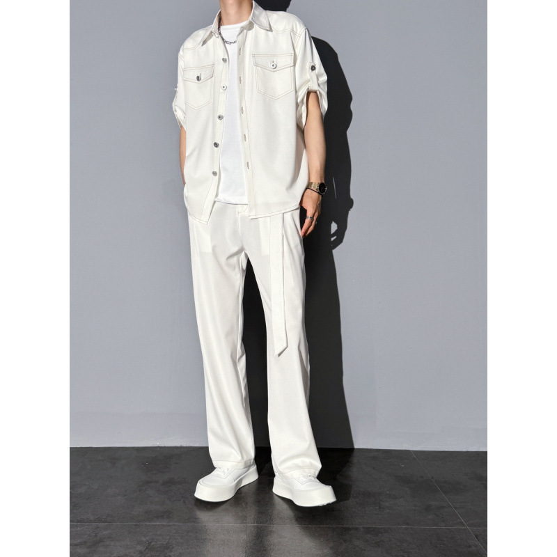 Ryder's Matching Fashion Soft Denim suit 2025 Summer Men's Thin Short-sleeved Shirt Pants Three-piece Fashionable Suit