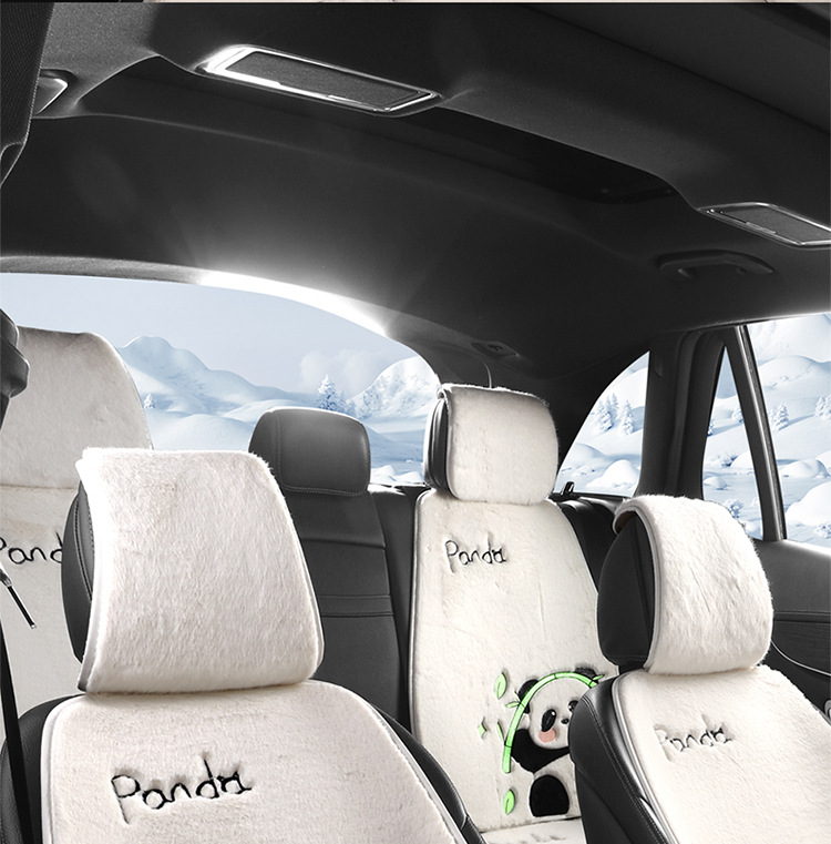 Cartoon Car Seat Cushion Single Piece Plush Without Backrest, Cute and Warm Winter Three-Piece Set, Seat Pad for Rear Seat