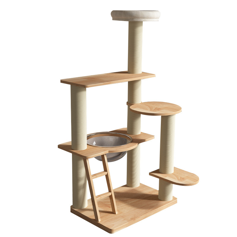 Marco de escalada de gato grande de madera maciza al por mayor plataforma de salto de nido de gato integrada tablero de rasguño cuatro estaciones estante universal espacio cápsula suministros para mascotas