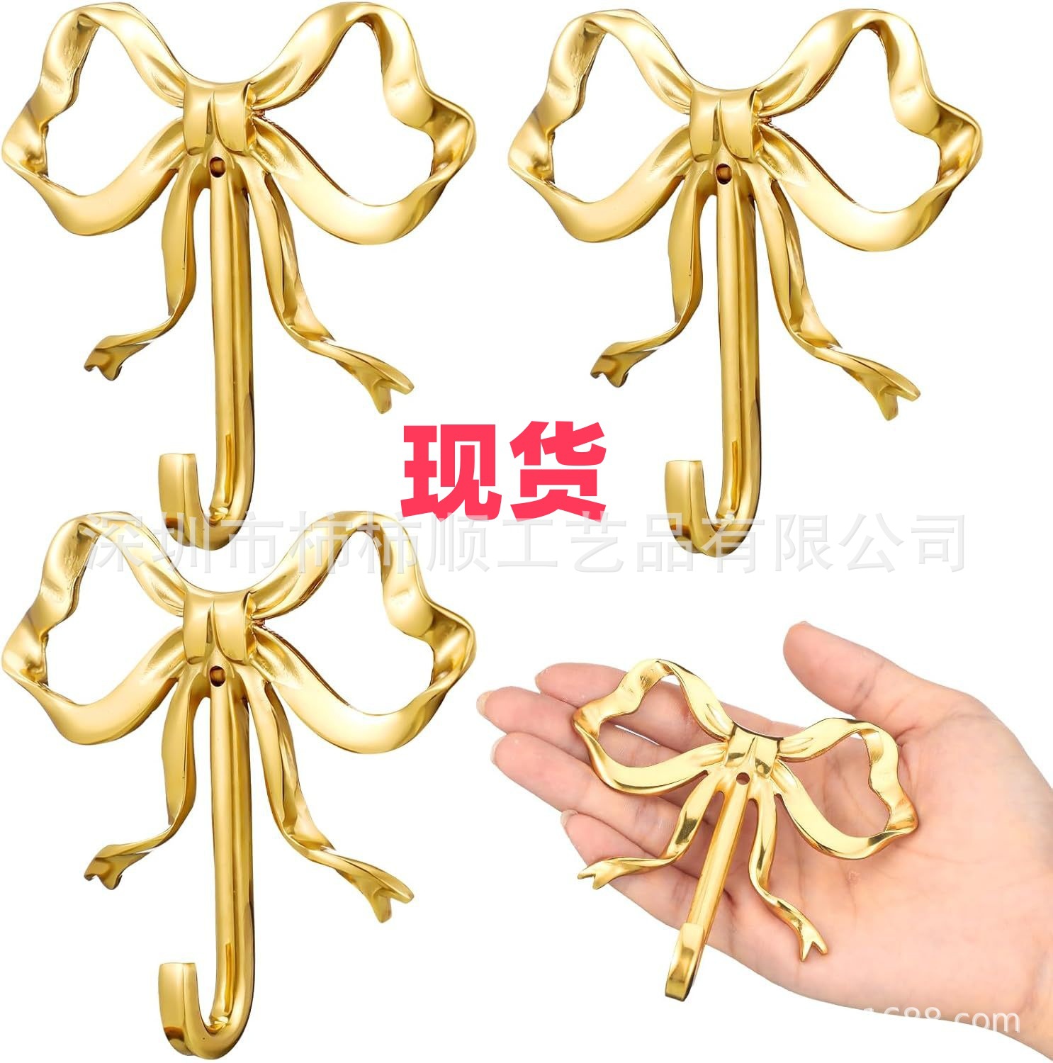 跨境新款轻奢金属蝴蝶结挂钩 墙面装饰挂钩 家用钥匙包包收纳挂架