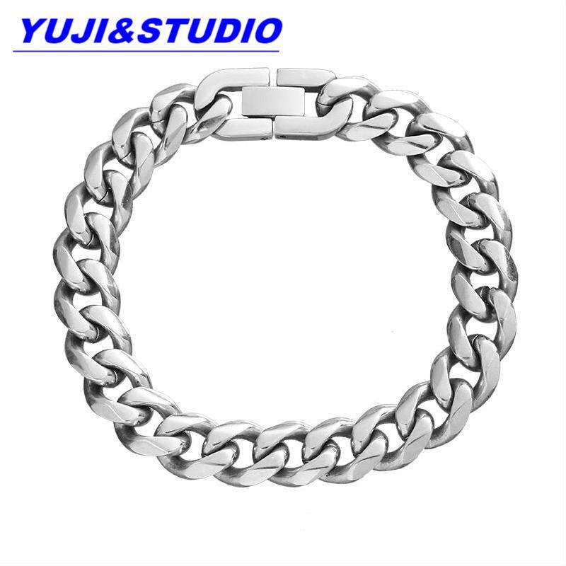 European and American hip-hop titanium steel Cuba chain 10.5MM six-sided polished bracelet cross-border new Hong Kong direct sales on behalf