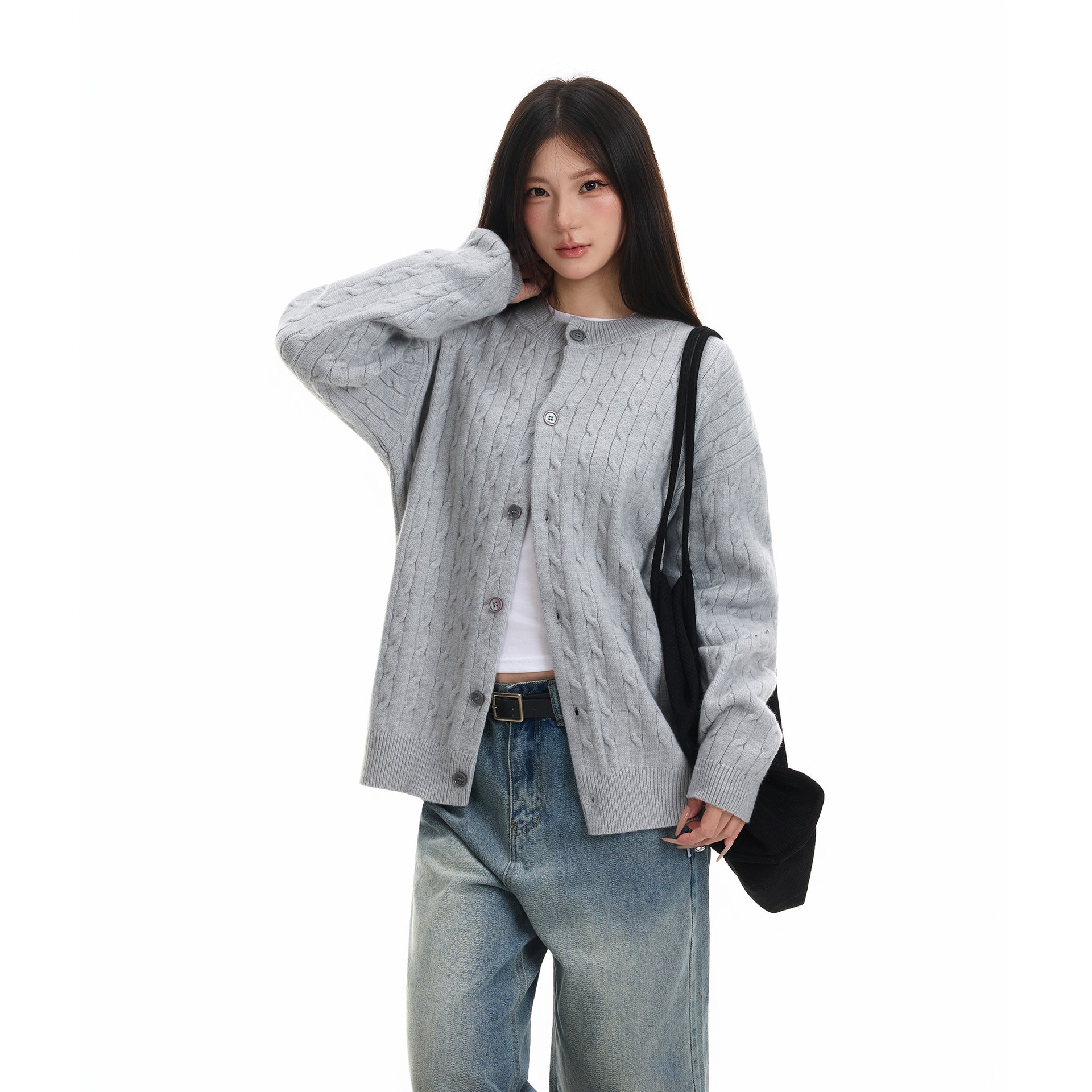 Factory direct 【Cable Knit Texture】Simple Solid Color Knit Sweater, Unisex, Early Autumn Versatile Loose Sweater/Coat