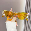 Brand glasses solar-powered, sunglasses from pearl, lens, metal hinge, internet celebrity, cat's eye, European style