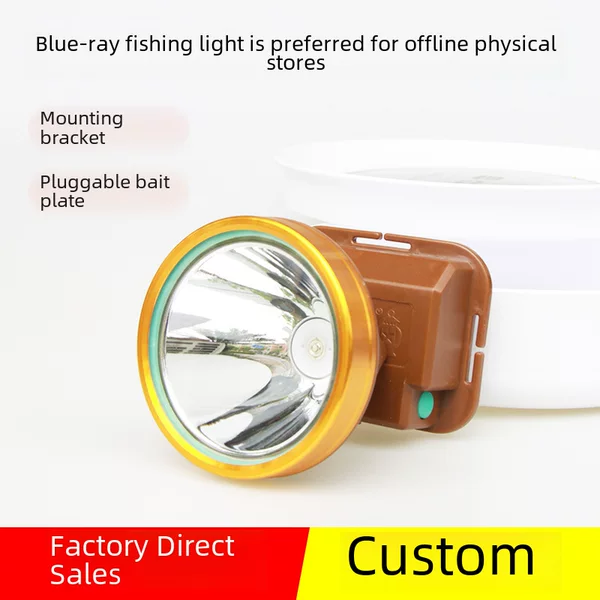 Fisherman's Treasure Southeast Asia Led Rechargeable Fishing Headlight to Attract Fish Strong Light Long-Range Large Spot Night Fishing Light Blue Light