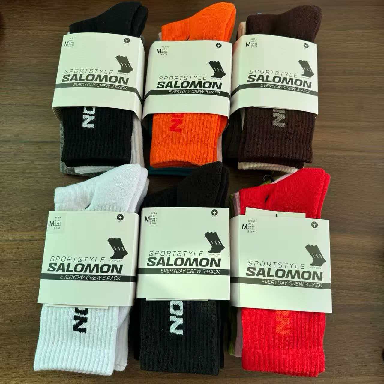Outdoor Sports Socks Salomon Thickened Towel Bottom Unisex Letter Trendy Socks Running Cycling High-Top Socks