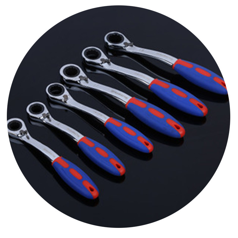 Llave de trinquete de doble propósito con mango de plástico, llave de trinquete de múltiples especificaciones, herramientas de ferretería para el hogar al por mayor.