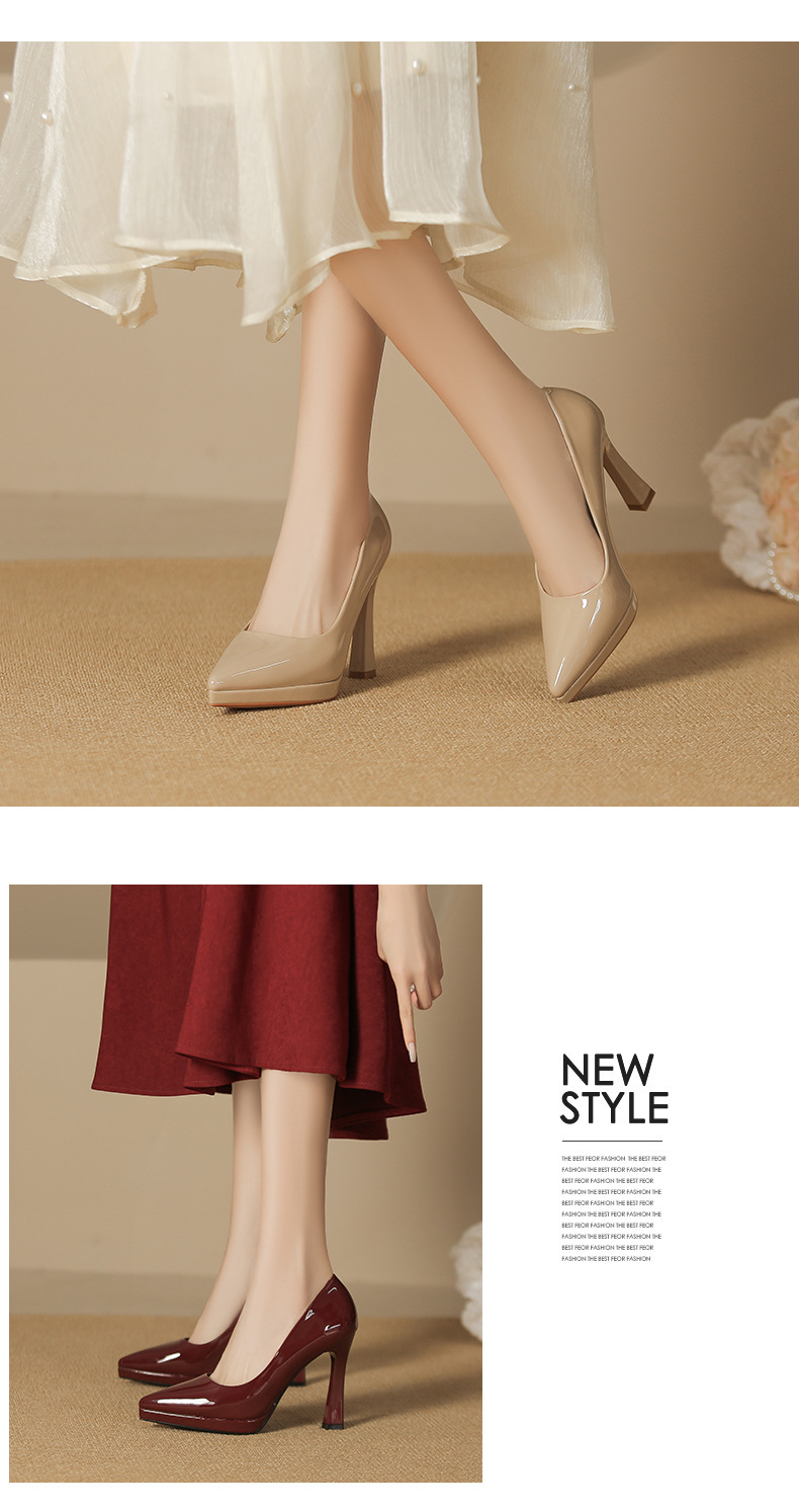 Giày cao gót mũi nhọn nữ miệng nông gót 12 cm — Màu nude-12cm chi tiết 6