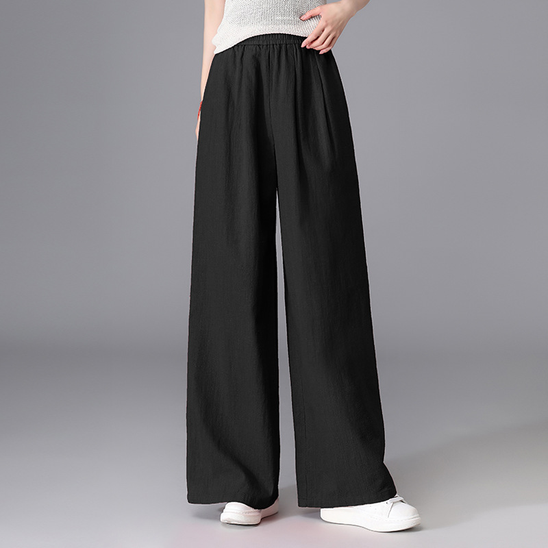 Spring and Summer Cool Cotton and Linen Sand Wash Wide Leg Pants Artistic Retro Casual Pants Loose Linen Pants High Waist Pants Women
