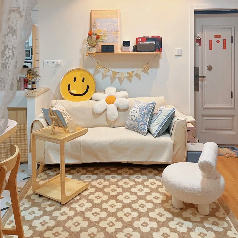 Sofa Small Apartment Nordic Simple Modern Bedroom Rental Room Simple Internet Popular Double Three-Person Living Room Fabric Sofa 4