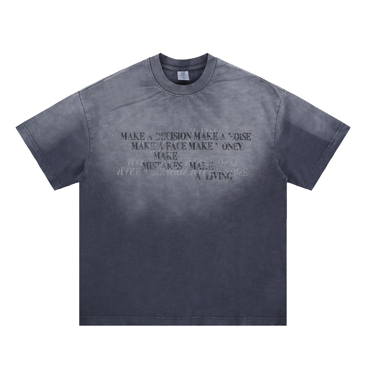 瀾海男装2025春夏新商品欧米潮牌300g竹節綿衝突色グラデーション丸首半袖tシャツ男