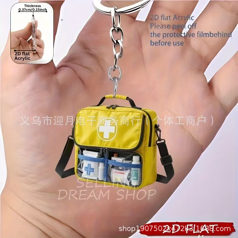 Cross-Border New Model 2D Acrylic Flat Emergency Bag Keychain Home Car Phone Decoration Accessories Manufacturer Supply Cross-Border New Model 2D Acrylic Flat Emergency Bag Keychain Home Car Phone Decoration Accessories Manufacturer Supply