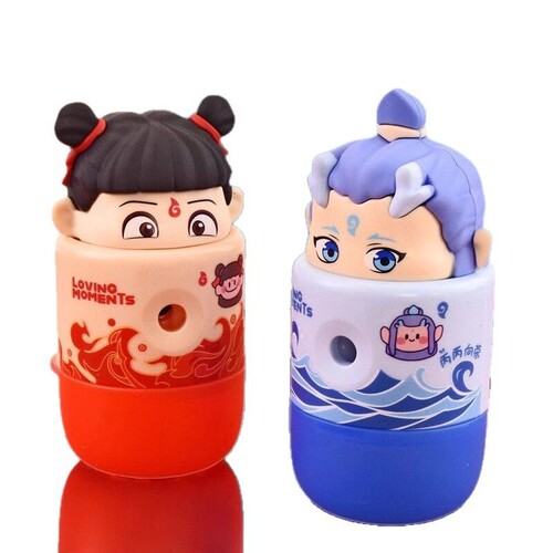 Nezha pencil sharpener, turning pencil sharpener, hand-operated pencil sharpener, Ao Bing cartoon pencil sharpener, primary school students, automatic pencil sharpener