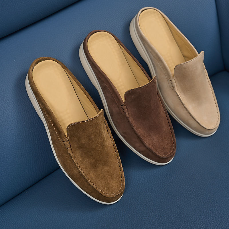 New Suede Leather Mule Loafers for Men, Soft-Soled, Comfortable Slip-On Shoes, Casual and Versatile Men's Slippers New Suede Leather Mule Loafers for Men, Soft-Soled, Comfortable Slip-On Shoes, Casual and Versatile Men's Slippers